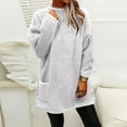 thumbnail image 3 of Womens Comfort Cozy Sweaters for Anxiety Long Sleeve Round Neck Lightweight Casual Pullover Winter Warm Long Tops White S, 3 of 5