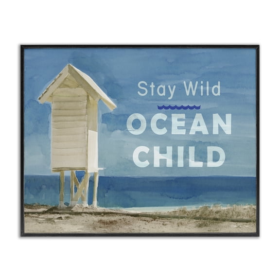 Stupell Industries Farmhouse Stay Wild Ocean Child Black Framed Giclee Art, 14 x 11, by Stellar Design Studio