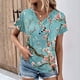thumbnail image 3 of Mujeres de Verano Superior, V-Cuello Casual Camiseta de Moda de Manga Corta Hecha de Cómodo Estante de Imitación para Toda la Temporada de Uso Diario, Camisetas Cortas para Mujeres, 3 of 4