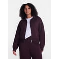 thumbnail image 2 of Athletic Works Women's Cropped Fleece Bomber Jacket with Long Sleeves, Sizes XS-XXL, 2 of 7