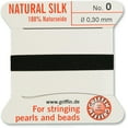 thumbnail image 3 of Griffin Silk Bead Cord Perlseide – Black Color – Size 0 (0.30mm) – 2 Meters per Card – Stainless Steel Needle Attached – for Knotting Pearls, Gemstones, Crystals and Beads, 3 of 7