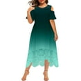thumbnail image 1 of Amzcrzy Dresses for Women Womens Dresses Prom Dress Plus Size Women Ruffle Strapless Splicing Lace Splicing Short Sleeve Dresses Plus Size Dresses for Curvy Women Casual Dresses for Women, 1 of 5