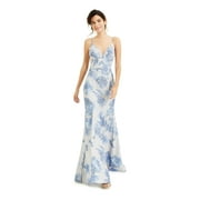 B DARLIN Womens Silver Glitter Pleated Gown Floral Spaghetti Strap V Neck Full-Length Evening Dress Juniors 3
