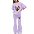 thumbnail image 2 of EnJoCho Preschool Girls Matching Shirt and Shorts Set for First Day of School Girls Summer Clothes Leopard Print Short Sleeve Crewneck T-Shirts and Elastic Waist Casual Pants 2 Pcs Outfits, 2 of 6