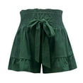 thumbnail image 4 of QUYUON Baggy Shorts Women Hiking Shorts Walking Shorts Ladies with Pockets Long Womens Shorts Pleated Shorts Pants Style S-469 Workout Shorts with Pockets Female Women's Casual Shorts Army Green L, 4 of 7