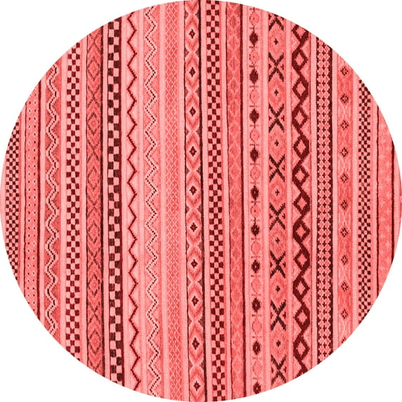 Ahgly Company Indoor Round Abstract Red Modern Area Rugs, 7' Round