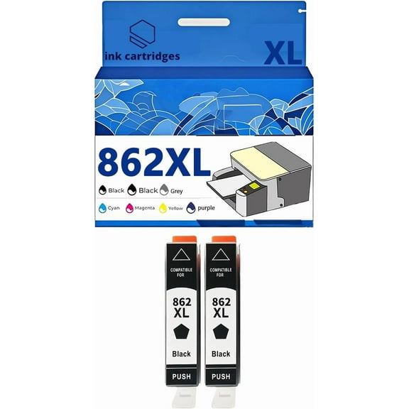 862XL 862 Ink Cartridges Compatible for HP C5324 C5370 C5373 C5380 C5383 C5388 C5390 C5393 D5460 D5463 D5468 C6324 Inkjet Printers, Leak-Proof Design Crisp Printing