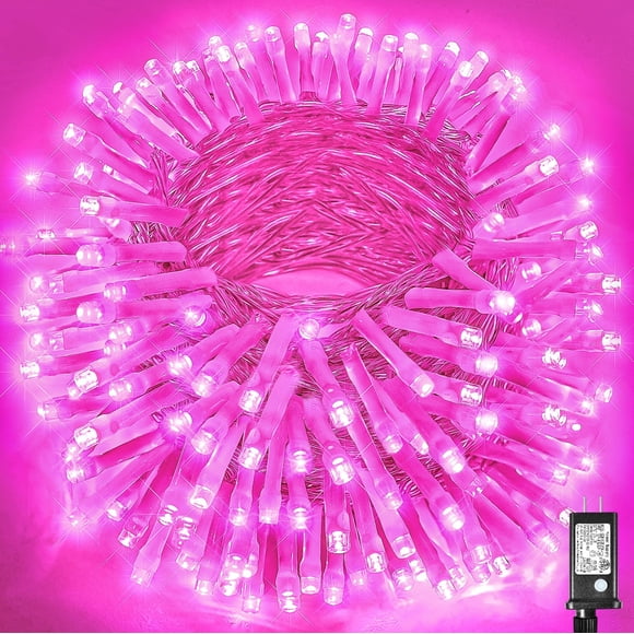Cadena de luces Vivideal, 33 m, color rosa, 300 LED, 8 modos, resistente al agua