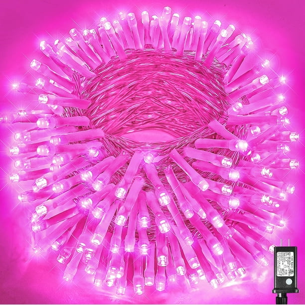 Cadena de luces Vivideal, 33 m, color rosa, 300 LED, 8 modos, resistente al agua