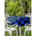 thumbnail image 3 of Outdoor Tablecloth with Umbrella Hole for Patio/Picnic/Party/Camping, Blue Black Checkered Waterproof Table Cloth Round Cover Washable, Modern Abstract Art (Dia 54"), 3 of 9