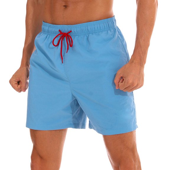 Abcnature Men's Athletic Shorts, Sports Gym Running Short Pants, Men Solid Breathable Lace Waterproof Quarter Beach Shorts, Sports Casual, Cargo Casual Hiking Shorts Light blue M