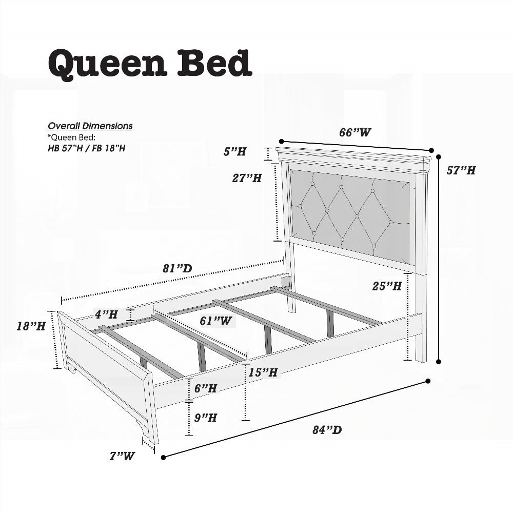 Gray and Dark Gray Faux Leather Tufted Queen Size Headboard for Bedroom