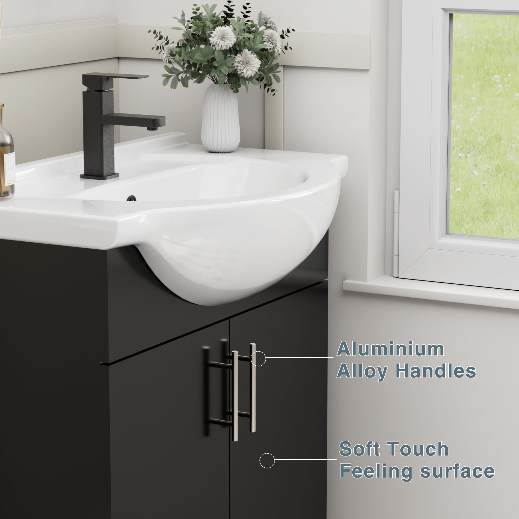 Eclife 30" Freestanding Single Bathroom Vanity with Euro Ceramic Sink and Faucet