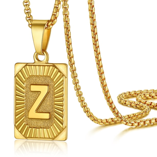 Collar con colgante inicial de Acero inoxidable PROSTEEL letra Z 18K Chapado en Oro