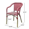 thumbnail image 3 of Baton Aluminum and Wicker Outdoor French Bistro Chairs, Set of 2, Red, White, and Wood Print, 3 of 7