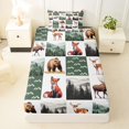 thumbnail image 3 of Manfei Woodland Fox Grid Twin Sheets,Green Check Pine Bedding,3-Piece,1 Fitted Sheet and 1 Pillowcase, 3 of 6