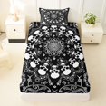 thumbnail image 3 of Castle Fairy Boho Gothic Skull Twin Sheets 3pcs,Traditional Floral Bedding,Black Ivory,1 Fitted Sheet,1 Flat Sheet and 1 Pillowcase, 3 of 6