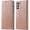 Rose Gold, variant on QLTYPRI Folio Wallet Case with Card Slot for Samsung Galaxy S22 Plus, Classic Matte Vintage PU Leather Kickstand Magnetic Closure Shockproof Anti-Impact Flip Cover for Samsung S22 Plus - Rose Gold