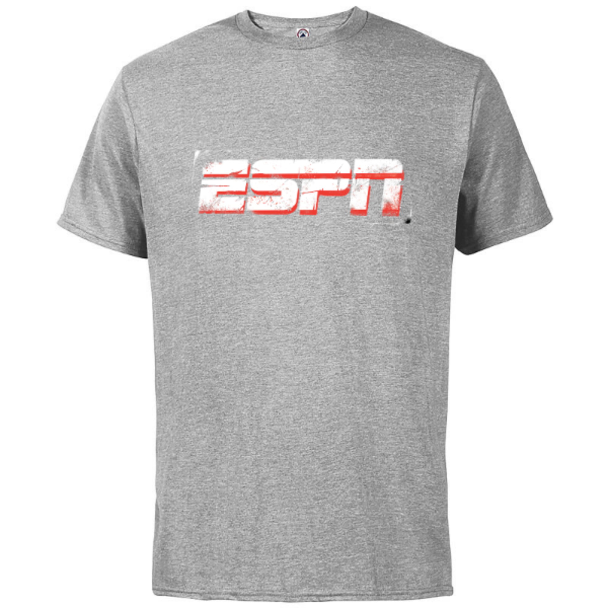 ESPN Logo Distressed Red and White Standard - Short Sleeve Cotton T-Shirt for Adults - Customized-Athletic Heather