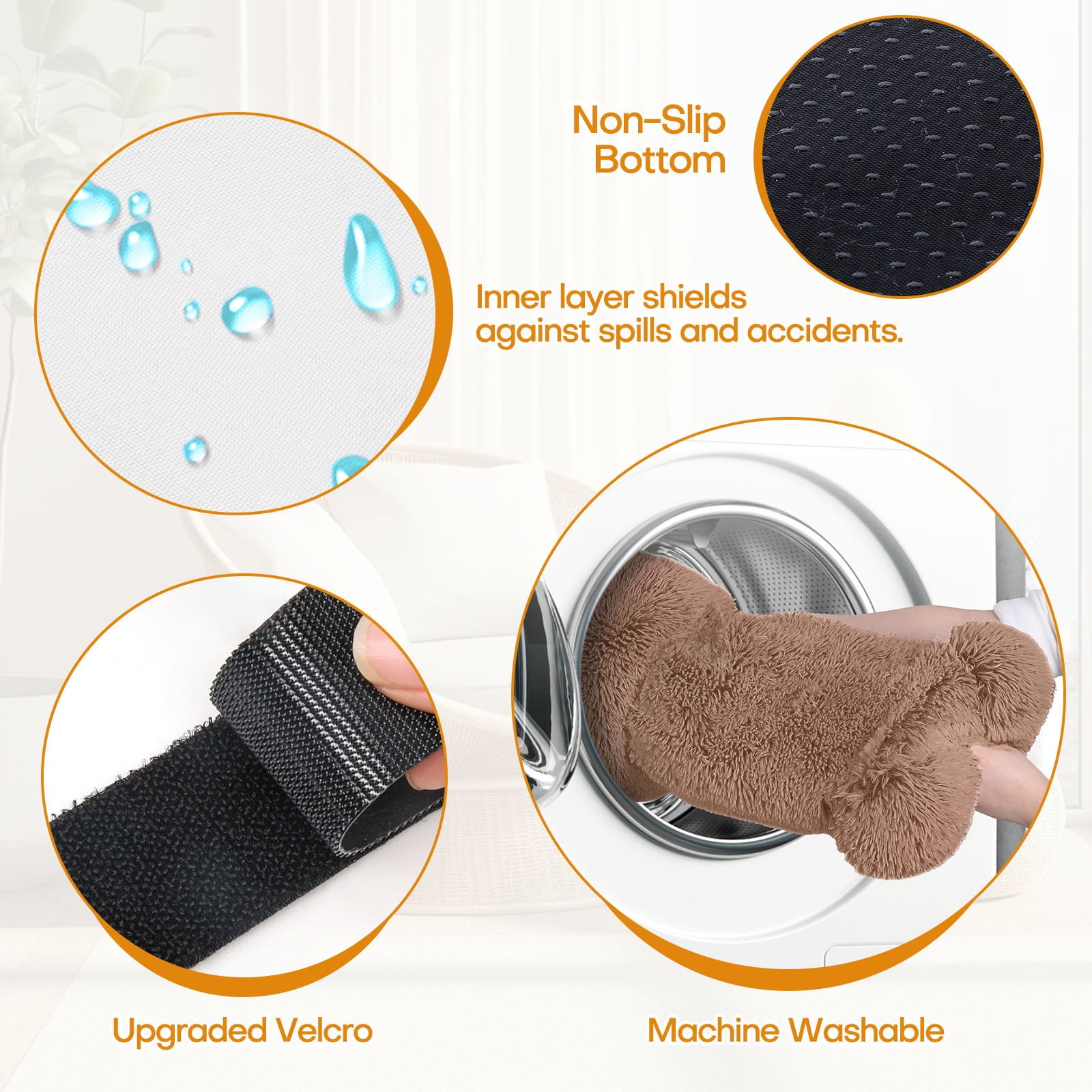 Sennaux Calming Dog Bed for Large Dogs Cats, Cozy Soft Plush Pet Bed Washable,XL,Khaki