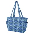 thumbnail image 2 of Quilted Tote Bag Large Capacity Multi-Compartment Handbag Lightweight Structured Shoulder Bag Versatile Casual Bag Blue Growing Hearts Pattern, 2 of 7