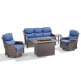 thumbnail image 5 of POCASSY 5-Piece Patio Furniture Set with Fire Pit Table, Luxury High Back Rattan Wicker Outdoor Conversation Set with 5-inch Thick Seat Cushion Sofa and Swivel Glider Patio Chair for Porch, 5 of 17