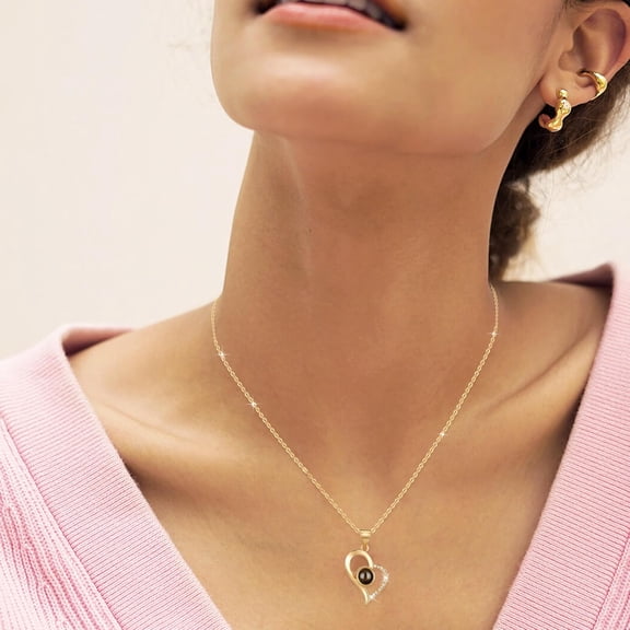 Personalized Picture Necklace Projection Necklace With Photo Inside - Custom Photo Pendant Necklace - 18K Real Gold Plating-Mothers Day Gifts For Mom Wife Valentines Love Memorial Gifts For [o958]
