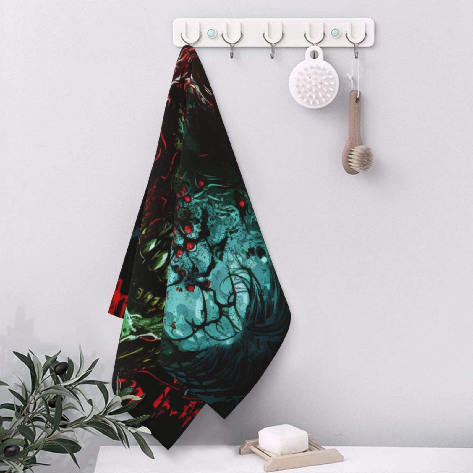 Skull Ghost Zombies Head Red Eyes Cool 27.5" x 16" Ultra Soft Hand Towel, Face Wash Cloth for Bathroom, Gym, Travel, Pool