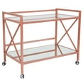 thumbnail image 2 of Merrick Lane Rolling Bar Cart Contemporary Kitchen Serving Cart with Mirrored Bottom Shelf and Crisscross Rose Gold Metal Frame, 2 of 6