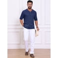 thumbnail image 5 of DARING DIVA Men's Striped Summer Short Sleeve Knitted See Through Shirts 2XL Dark Blue, 5 of 7