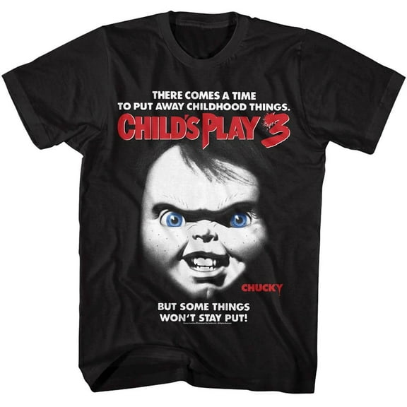 Child's Play 3 Movie Poster Men's T Shirt (Black, AdultXL)