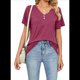 thumbnail image 2 of Blusas de Verano para Mujer, Camisas de Corta, Conjuntos Casuales de Negocios, Ropa de Moda para Vacaciones en la Playa 2025, Color Vino Tinto S, 2 of 6