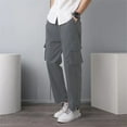 thumbnail image 4 of Dpytoraw Men's Oversized Pocket Drawstring Straight Leg Work Pants Outdoor Jogging Pants Grey, 4 of 5