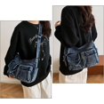 thumbnail image 4 of Sunyuer Washed Denim Crossbody Bag for Women, Large Capacity Multi Pocket Casual Shoulder Handbag, Vintage Adjustable Strap Messenger Purse, Trendy Daily Hobo Bag, 4 of 7