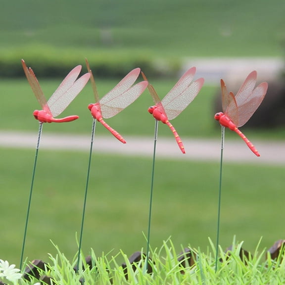 RKZDSR 10PCS Dragonflies Garden Pole Decorative Garden Flowers Potted Ornaments Artificial DragonflyStakes Indoor Outdoor Yard Garden Flower Pot Decoration