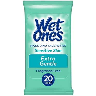 Wet Ones Sensitive Skin Hand Wipes, Fragrance Free, 20 Ct Travel Pack, Hypoallergenic