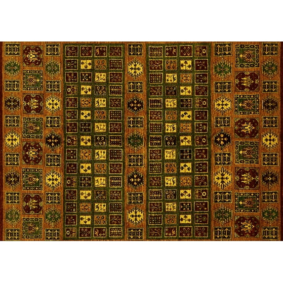 Ahgly Company Machine Washable Indoor Rectangle Abstract Yellow Modern Area Rugs, 5' x 8'