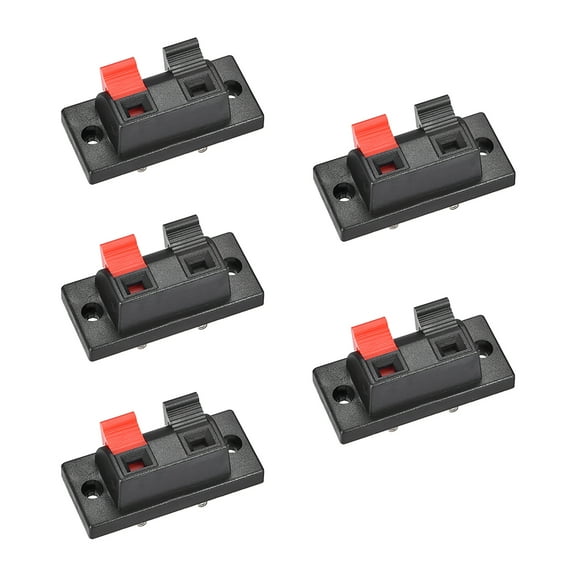 Uxcell WP2-10 Spring Speaker Terminal Clip Push Release Connector Strip Block Plastic Black 5pcs