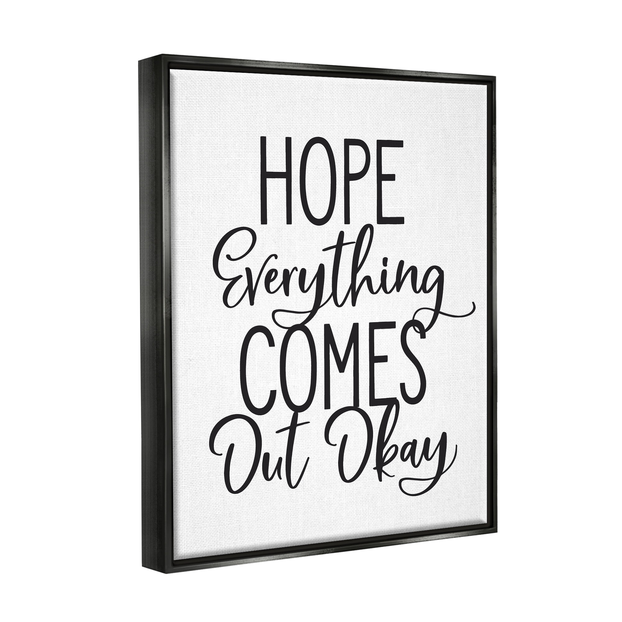 Stupell Industries Casual Bathroom Calligraphy Sign Humor Phrase Graphic Art Jet Black Floating Framed Canvas Print Wall Art, Design by Lettered and Lined