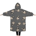 thumbnail image 2 of Oversized Wearable Blanket Hoodie,Cute Pug Puppies Sherpa Blanket Hoodie with Super Pockets,Super Warm Fuzzy Pullover for Women & Men, 2 of 6