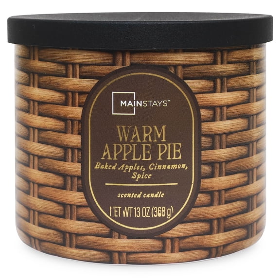 Mainstays Warm Apple Pie Scented 3-Wick Candle, 13 oz