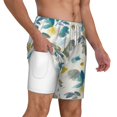 thumbnail image 3 of Goofa Watercolor Leaves Printed Men's Swim Trunks Board Shorts Quick Dry Mens Swimming Trunks with Compression Liner,Breathable Fit Hawaii Beach Shorts-Large, 3 of 9
