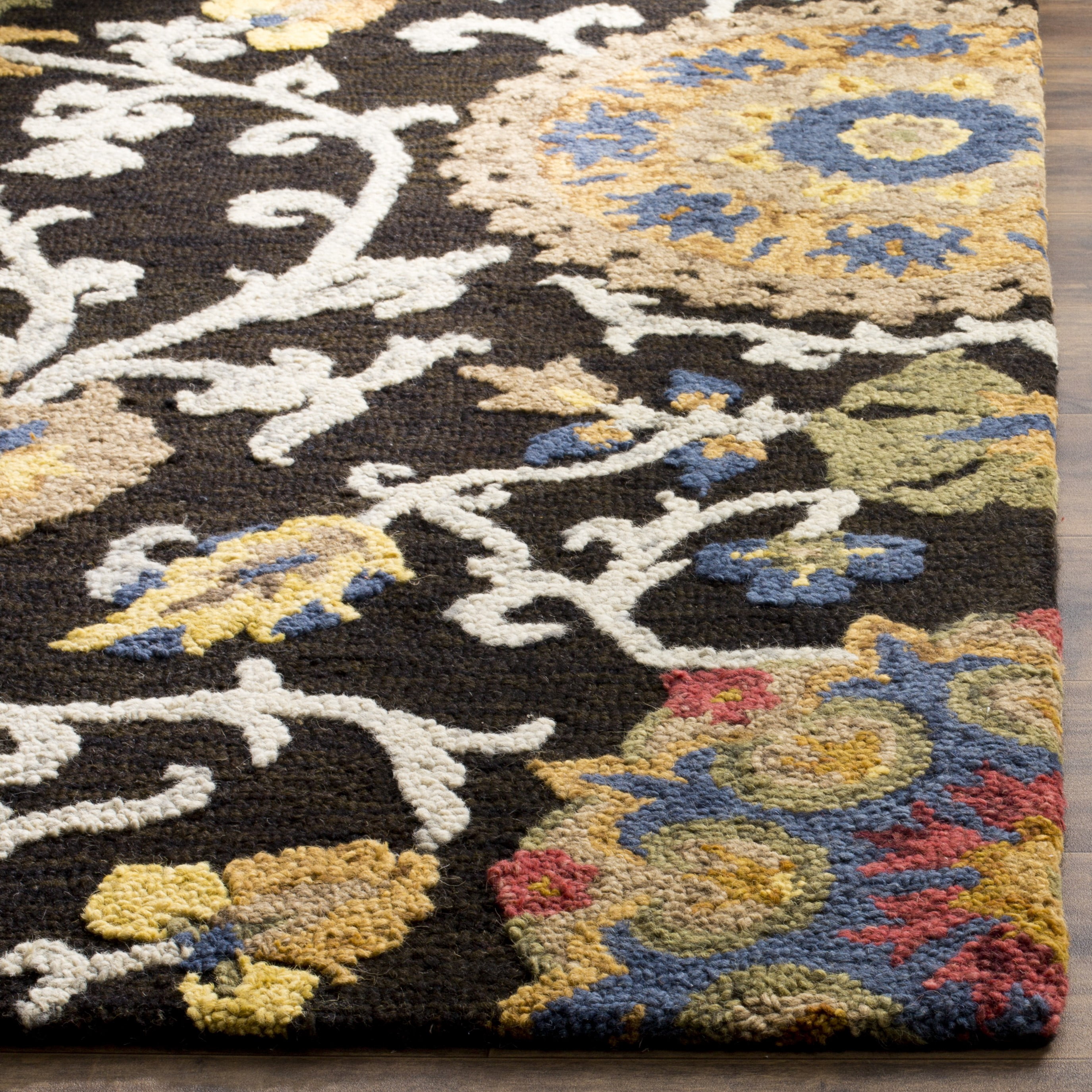 SAFAVIEH Blossom Danny Floral Wool Runner Rug, Charcoal/Multi, 2'3" x 6'