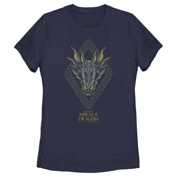 Women's Game of Thrones: House of the Dragon Skull Diamond  Graphic Tee Navy Blue Medium