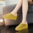 thumbnail image 2 of Anuirheih Wedge Sandals for Women, Open Toe Sandals Wedges Thick Bottom Slope Heel Beach Shoes(Yellow), 2 of 5