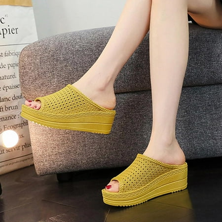 

Fjofpr Slippers for Women Summer Women Thick Bottom Slope Heel Shoes Beach Sandals Roman Casual Slippers Hot