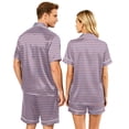 thumbnail image 5 of Couples Pajamas Matching Sets Silk Satin Short Sleeve Button Down Pjs Sleepwear Satin Pjs Shorts Set Soft Loungewear S-Xxxxl(Women), 5 of 5