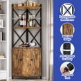 thumbnail image 6 of ModFusion 5-Tier Corner Bar Cabinet with Glass and Wine Holder, Rustic Brown, 6 of 10