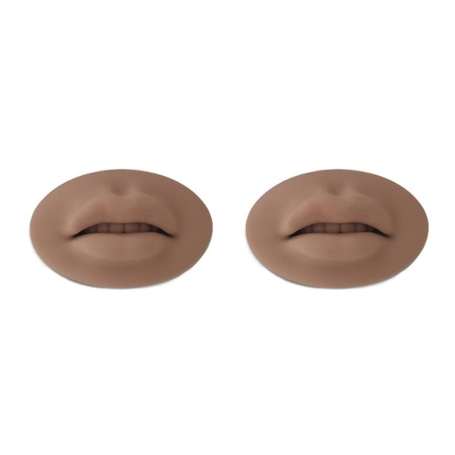Kenally Maquillaje permanente 3D Silicona Práctica Boca Labios Portátil Reutilizable Piel Suministros de belleza Aprendizaje Entrenamiento Café Café 2piezas Kenally CBP295122