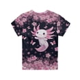 thumbnail image 5 of Garronmavis Cherry Blossom Axolotl T-Shirts for Kids Girls 9-10 Summer Short Sleeve Crewneck Shirts Cute Graphic Tees Y2K Pullover Top Cozy Casual Play Clothes for School Daily Wear, 5 of 6